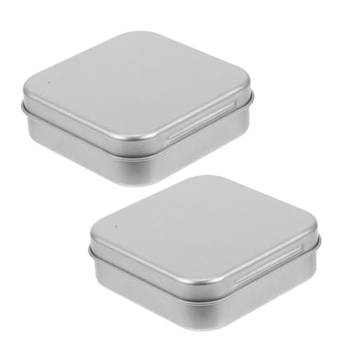 Mobestech 2 pièces Boîte Métallique Portable Tôle Mat Argentée avec Couvercle Rabattable pour Rangement Bijoux Bonbons et Petits Objets
