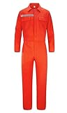 KTWOLEN Mens Workwear Coveralls Work Mechanic Jumpsuits Long Sleeve Coverall Work Wear Multi Pockets, Orange Plain, XL