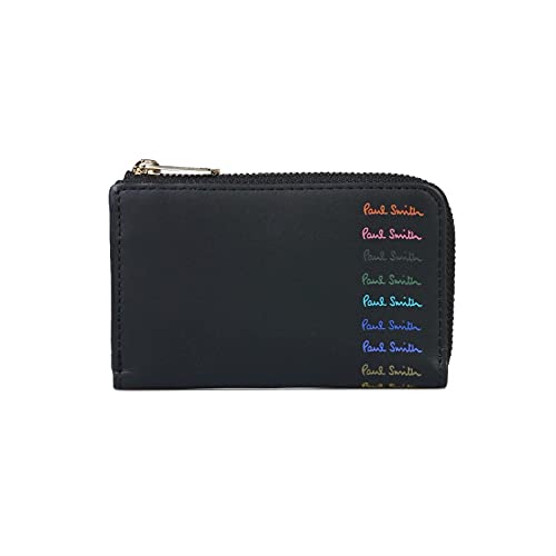 ポールスミス Paul Smith マルチカラードロゴ L字ジップ コインケース キーホルダー付き L字ファスナー 小銭入れ メンズ 純正化粧箱 ショップバッグ付き 883720 BPS322 (ブラック)