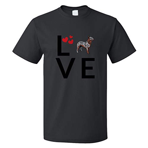 Custom Funny Graphic T Shirts for Men Love Hearts Australian Cattle Dog Cotton Top Black Design Only X Large