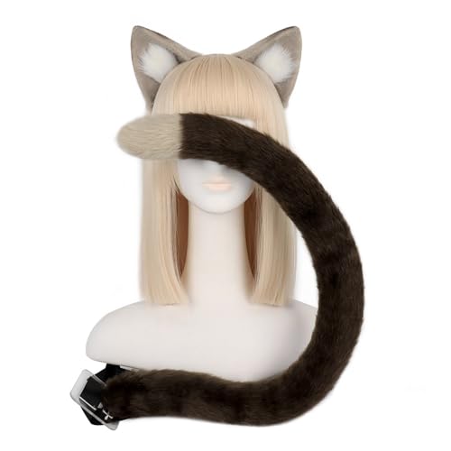 Orejas y cola de gato para disfraz de cosplay anime de Halloween 7