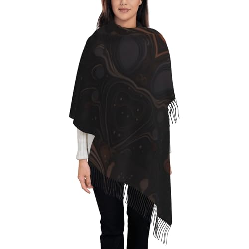 Foulard long et doux avec imprimé à pompons châle d'hiver chaud et confortable noir