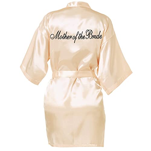 Shining She Mother of the Bride Robes Women Satin Kimono Robe Bridal Morning Robes V-Neck Pyjamas for Bridal Wedding Party Champagne