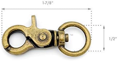 CRAFTMEMORE Metal Swivel Trigger Lobster Clasp Purse Landyard Snap Hooks with 5/8" Base O Ring 1-7/8" L Pack of 4 PLOL (Antique Brass) - Image 2