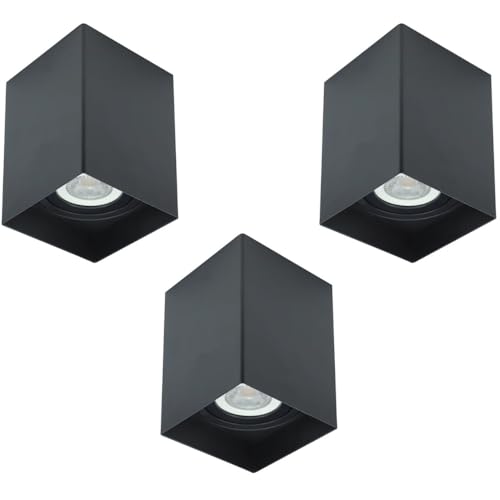 Kit 3x Spot Sobrepor Direcionável Preto GU10