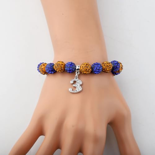 Image of POTIY SGR Sorority Gift Orange and Blue Beads Bracelet with Rhinestone Nmuber Charm Sorority Soror Gift