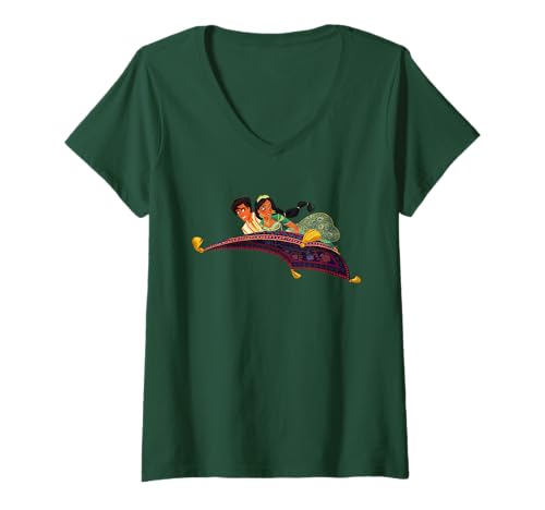 Mujer Disney Aladdin Jasmine Magic Carpet Live Action Camiseta Camiseta Cuello V