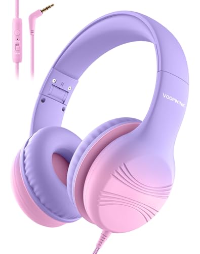 Casque pliable enfants Voopwink résout le bruit en voyage avec son stéréo et micro rose