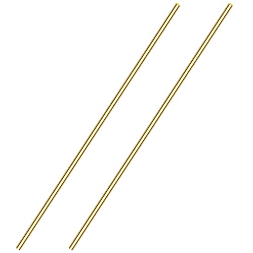 Brass Solid Round Rod Lathe Bar Stock, 1/8 inch in Diameter, 12 inches in Length (2 Pieces)