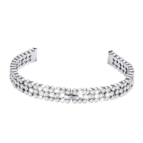 Silver Rhinestone Watchband for Durable Replacement Wristband Elegant Sparkling Design Fits Wrists for Dressy Occasions