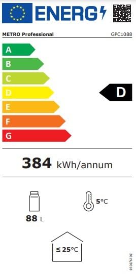 METRO Professional Mini koelkast GPC1088 met glazen deur, metaal/glas, statische koeling, zwart - Image 7