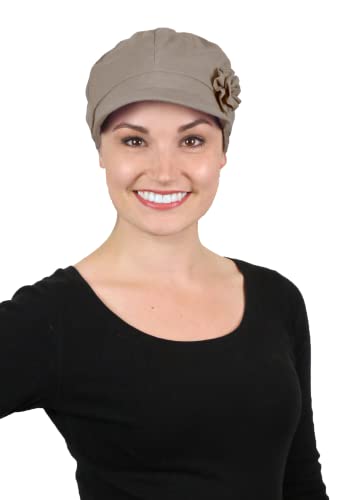 Image of Newsboy Cap Summer Hats for Women Cotton Cancer Headwear Chemo Hair Loss Head Coverings Brighton