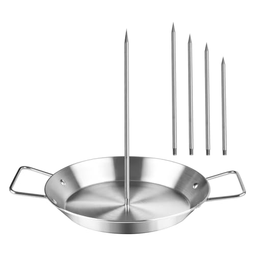 Vertical Skewer for Grill & Oven - Stainless Steel Al Pastor Skewer with Gyro Pan, 5 Adjustable Spikes (6