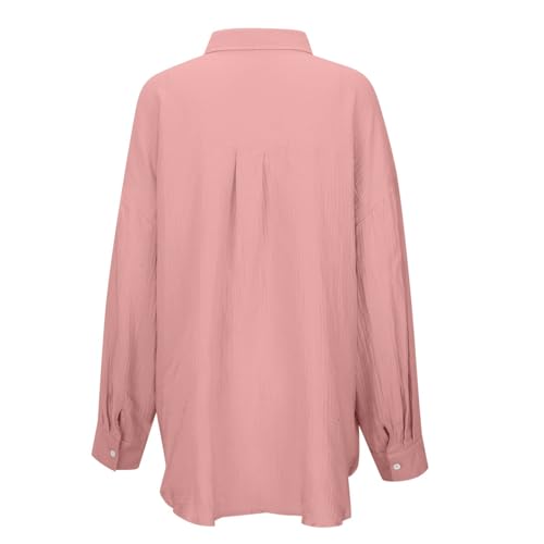 Women's Casual Oversized Solid Color Shirt Breathable Lightweight Blouse Relaxed Fit Top4