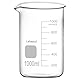 Labasics Glasbecher, 1er Pack Borosilikatglas Graduierter Tiefform-Griffinglasbecher mit Ausgießer, 1000 ml, Hochtemperaturbeständig, Laborgebrauch
