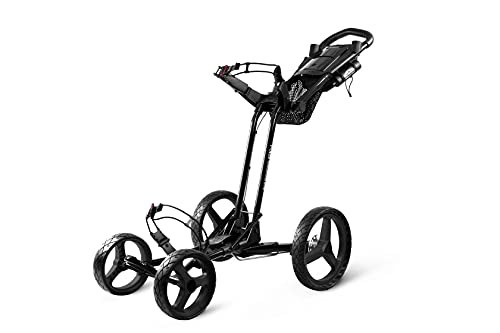Sun Mountain PX4 4-Wheel Golf Push Cart - Lightweight 16.0 LBS, Maintenance-Free Wheels, Compact Storage System, Black