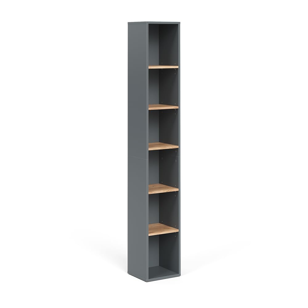 Vicco Armoire Haute Viktor, Anthracite/chêne doré, 30x188.6cm, adapté au Rangement Vertical des Accessoires de Salle de Bain