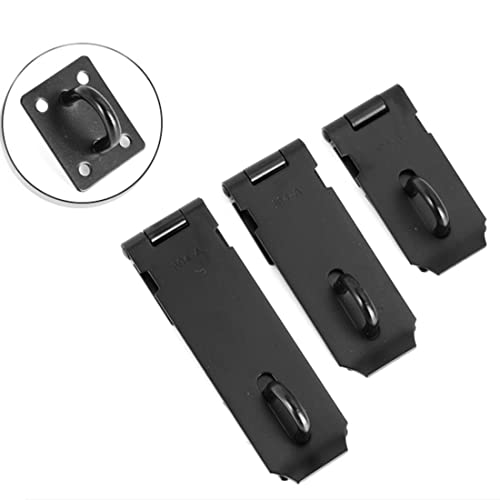 Image of 2 Pack Door Locks Hasp Latch,Stainless Steel Safety Clasp Hasp Lock Latch,Extra Thick Gate Lock Hasp with Screws Brushed Finish for Small Doors, Cabinets and More (Black, 3IN)