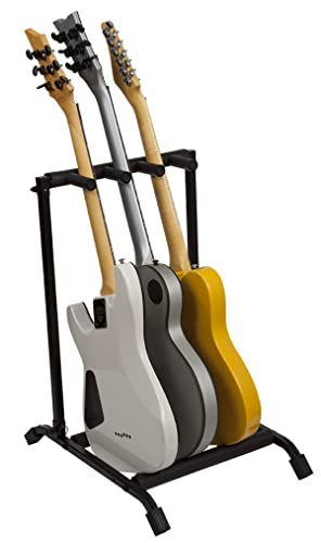 Rok-It Multi Guitar Stand Rack with Folding Design; Holds up to 3 Electric or Acoustic Guitars (RI-GTR-RACK3),black - Image 3