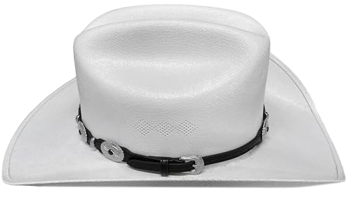Western Silver Concho Hat Band Decorative Belt with Scalloped Concho and Adjustable Buckle Set3
