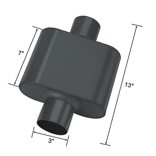 Image of Pair of Single Chamber Performance Race Muffler 3 inch Center /Center Universal Steel Muffler (3 Inch)