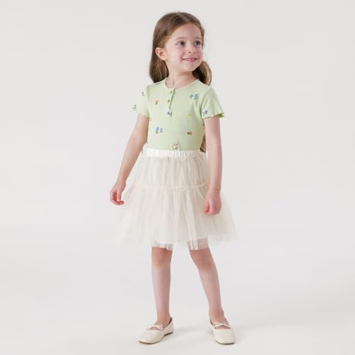 Image of MARC&JANIE Girls Short Sleeve Tshirts Crew Neck Cotton Shirts Knit Lace Summer Tops 230862