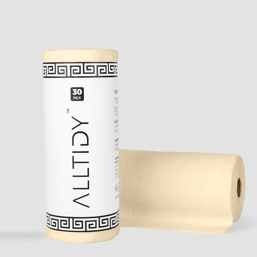 Image of Microfiber Cloth Roll 30x30 cm | Reusable Tear-Away Cleaning Cloth (cleaning cloth reusable) | Lint-Free & Absorbent for Kitchen, Car & Home | (30 Pulls, Beige)