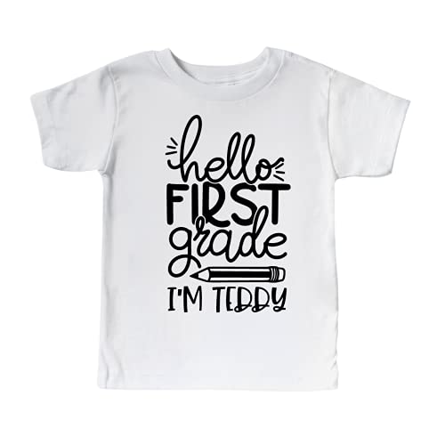 Back to School Outfits for Girls, Boys, Hello 1st Grade Shirts, Personalized First Day of School T-shirt, 1st Day of Kindergarten Shirt, Preschool, Second, Third, Fourth, Fifth Grade Clothes.