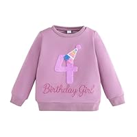 Yoolhamy Baby Mädchen Geburtstag Sweatshirt für Kinder Outfits T Shirt Brief Stickerei Pullover Kleidung für Kleinkind Geburtstag Geschenk Top (DE/NL/SE/PL, Alter, 4 Jahre, 5 Jahre, Regular, Purple)