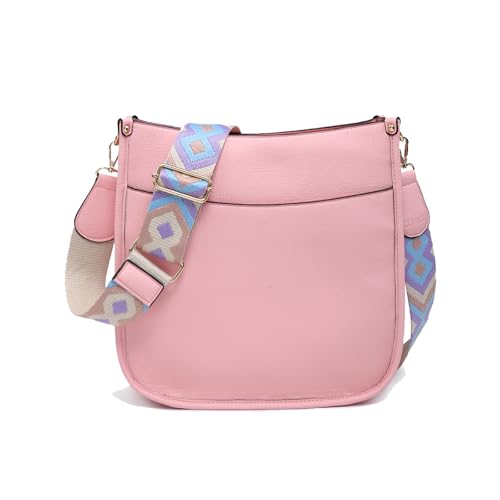 Image of JEN & CO. Crossbody Bags for Women Trendy Vegan Leather Hobo Purses Shoulder Handbags with Wide Adjustable Guitar Strap