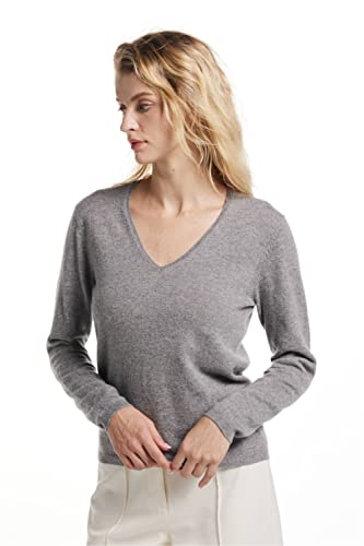 Image of EURKEA Women's V Neck 100% Cashmere Sweater, Long Sleeve Pullover, Winter Top for Women, Gifts Ready