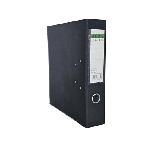 Alba Rado Lever Arch File A4 Broad Black 75mm wide spine holds up to 500 A4 sheets (80 gsm) with replaceable spine labels for easy Identification of contents