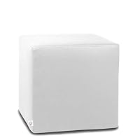ARKETICOM Dado Pouf Design Cube Repose Pied Tabouret Cuir Dehoussable Blanc 42x42