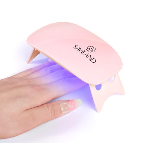 SAVILAND Gel U V Nail Lamp: 12W Pink Mini Portable U V Light for Gel Nails Fast Curing 2 Timers Cure Lamp lampara led para uñas USB Interface Folding Design Personal DIY Home Traveling Use