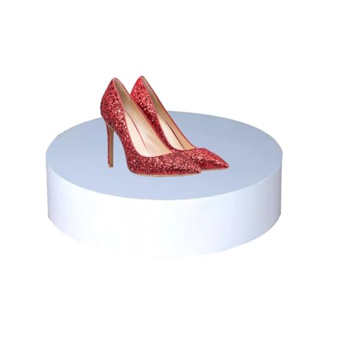 Présentoirs ronds de magasin pour une scénographie élégante de robe de mariée