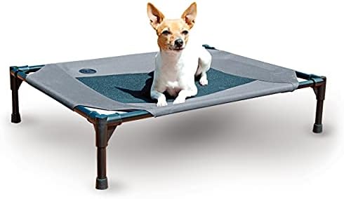 K&H Pet Products Cooling Elevated Dog Bed Outdoor Raised Dog Bed with Washable Breathable Mesh, Dog Cot Bed No-Slip Rubber Feet, Portable Dog Cot Indoor Outdoor Dog Bed, Medium Gray/Black Mesh