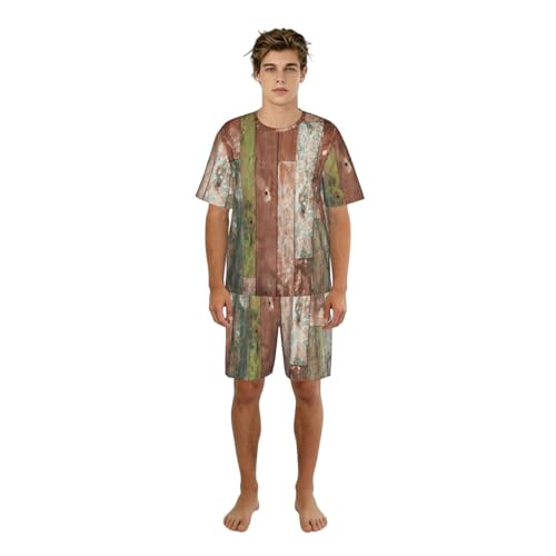 Pyjama court homme léger et respirant ensemble de nuit effet bois