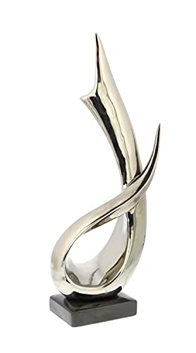 Deco 79 Porcelain Abstract Sculpture With Black Base, 8" X 4" X 17", Silver #TOP5