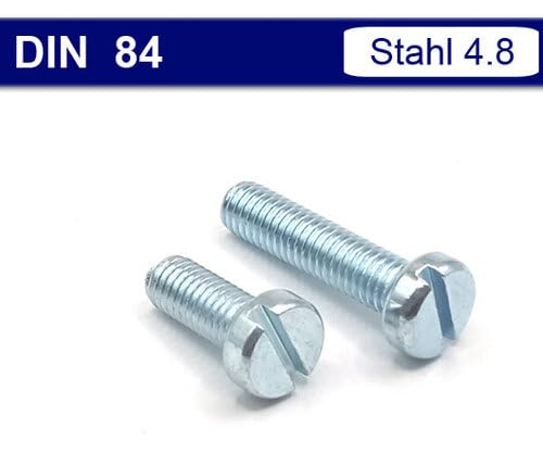 Zylinderkopfschrauben DIN 84 / ISO 1207 mit Schlitz - Stahl verzinkt (M5 x 20, 1000 Stück)