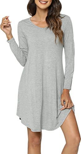 Image of GYS Womens Bamboo Viscose Nightgown Super Soft Lightweight Night Shirts for Sleeping