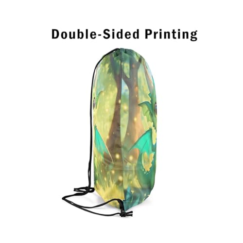 Castle Fairy Kawaii Dragon Drawstring Backpack,Magical Western Animal Large Capacity Sackpack Bag,Funny Wildlife Lightweight Draw String Bag4