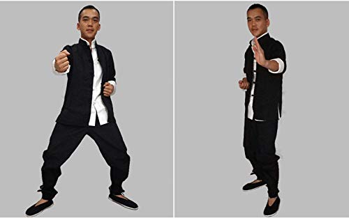 image for DJF Men's Kung Fu Suit Chinese Martial Arts Uniform Meditation Suit Ro