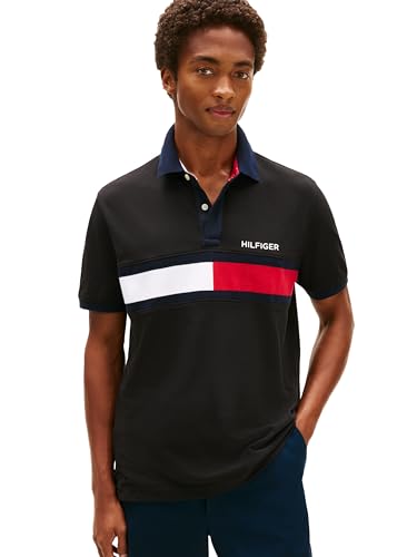 Image of Tommy Hilfiger Men's Short Sleeve Cotton Pique Flag Polo in Regular Fit