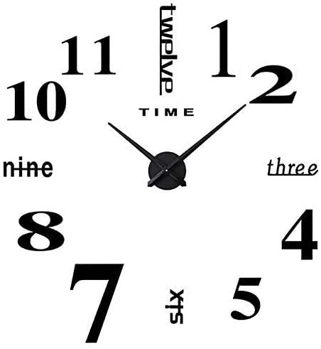 Horloge miroir d'autocollant de décoration 3D design moderne argenté
