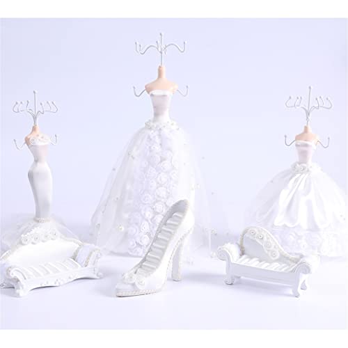 Soporte de exhibición de joyas europeo, soporte para joyas, modelo princesa, traje de seis piezas (color: blanco, tamaño: talla única)