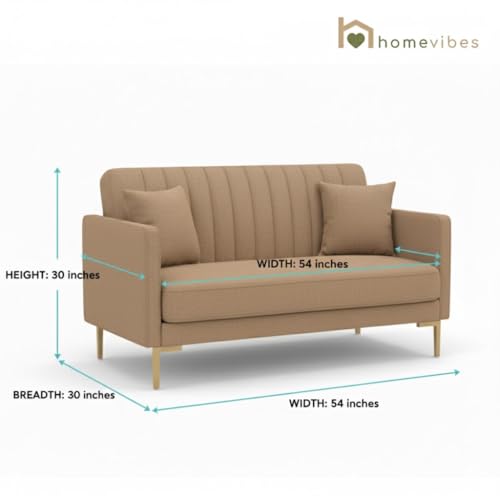 Image of 2 Seater Velum Fabric Sofa Set for Living Room, Modern Design with High Density Foam, Solid Wood Frame, Ergonomic Comfortable Seating for Home & Office (Light Brown, 2 Seater | Soft foam comfort, Strong wood frame