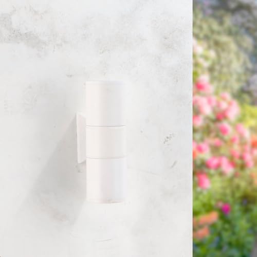 M Ledme - Aplique de Pared White Tube, Impermeable IP54, 2XGU10, para Jardín, Terraza, Fachada, Pared. Bombilla no incluida.
