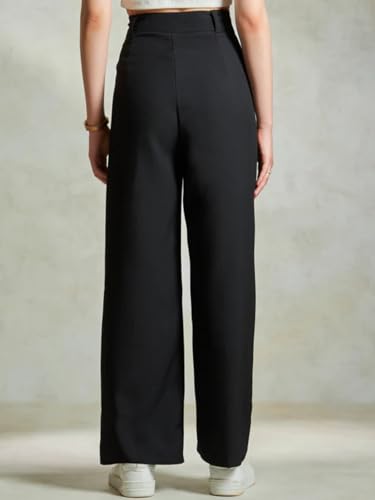 Image of LERIYA Fashion Trousers for Women - High Waist Korean Style Pants | Flared Formal Office Wear & Casual Parachute Cargo with Utility Pockets