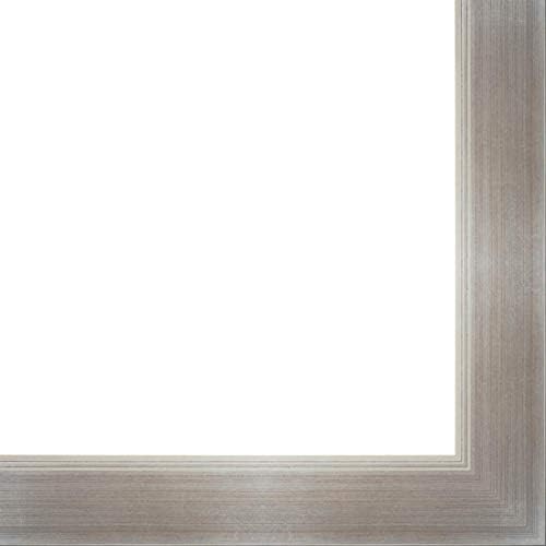 Picture Frame Moulding (Wood) 100ft Bundle - Contemporary Silver Finish - 3.375" Width - 11/16" Rabbet Depth