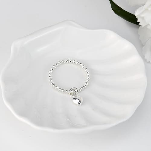 AeraVida Adorable Heart Dangle Eternal Love Beaded Sterling Silver Ring | Ring Size 4 To 12 Silver Ring | Eternal Love Ring | Sterling Silver Heart Rings for Women2